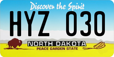 ND license plate HYZ030