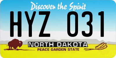 ND license plate HYZ031