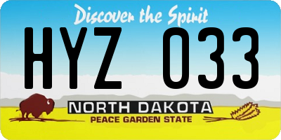 ND license plate HYZ033
