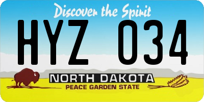 ND license plate HYZ034