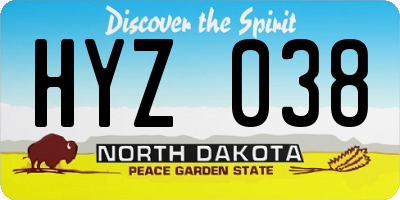 ND license plate HYZ038
