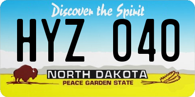 ND license plate HYZ040