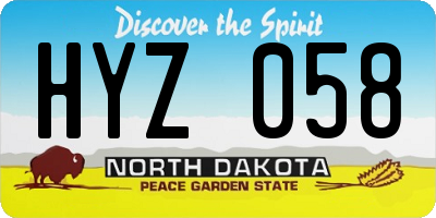 ND license plate HYZ058