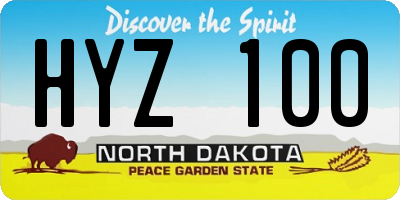 ND license plate HYZ100
