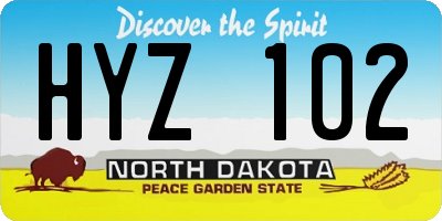 ND license plate HYZ102
