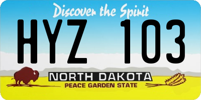 ND license plate HYZ103