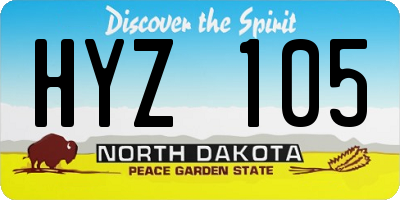ND license plate HYZ105