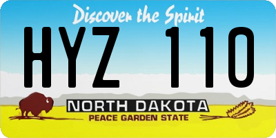 ND license plate HYZ110