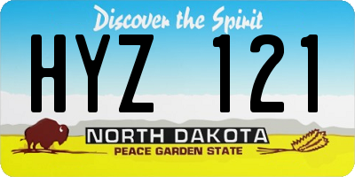 ND license plate HYZ121