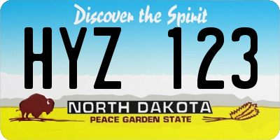 ND license plate HYZ123