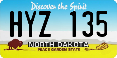 ND license plate HYZ135