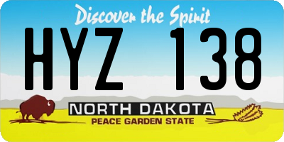 ND license plate HYZ138