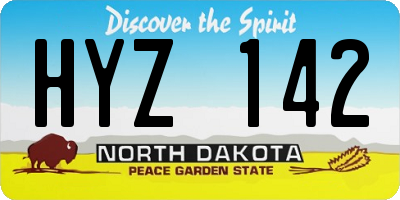 ND license plate HYZ142