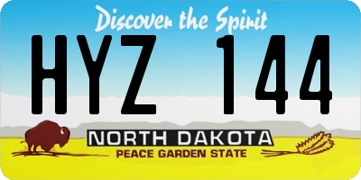 ND license plate HYZ144