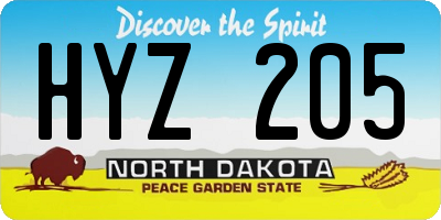 ND license plate HYZ205