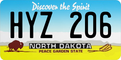 ND license plate HYZ206
