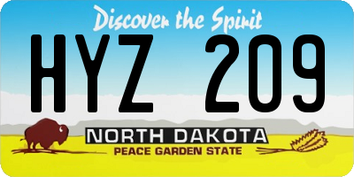 ND license plate HYZ209