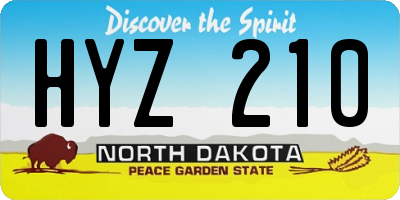 ND license plate HYZ210