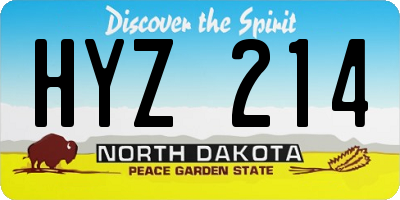 ND license plate HYZ214