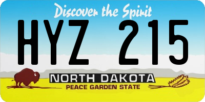 ND license plate HYZ215