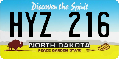 ND license plate HYZ216
