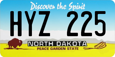 ND license plate HYZ225