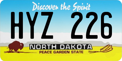 ND license plate HYZ226