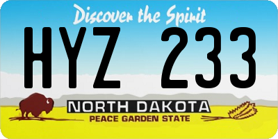 ND license plate HYZ233