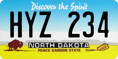 ND license plate HYZ234