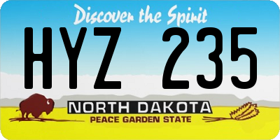 ND license plate HYZ235