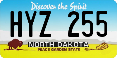 ND license plate HYZ255