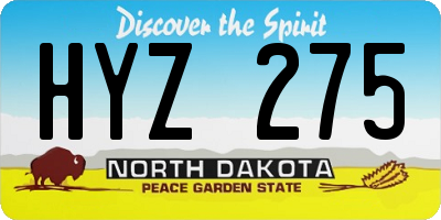 ND license plate HYZ275