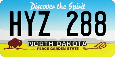 ND license plate HYZ288