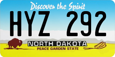 ND license plate HYZ292