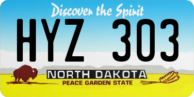 ND license plate HYZ303