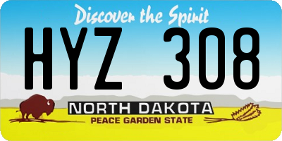 ND license plate HYZ308