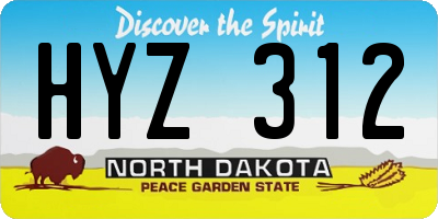 ND license plate HYZ312
