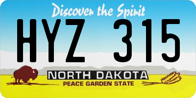 ND license plate HYZ315