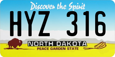 ND license plate HYZ316