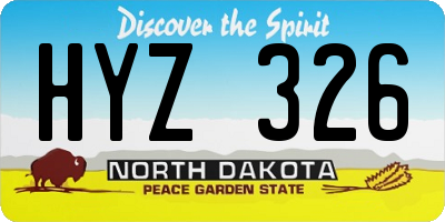 ND license plate HYZ326