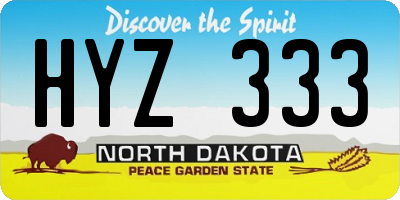 ND license plate HYZ333
