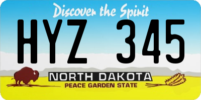 ND license plate HYZ345