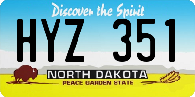 ND license plate HYZ351