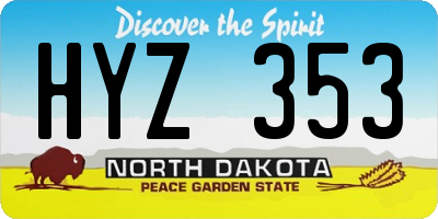 ND license plate HYZ353