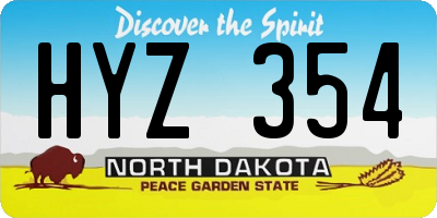 ND license plate HYZ354