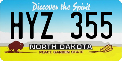 ND license plate HYZ355