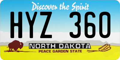 ND license plate HYZ360