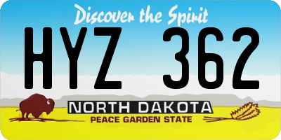 ND license plate HYZ362