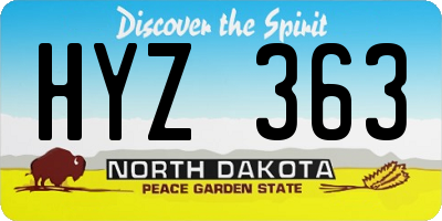 ND license plate HYZ363