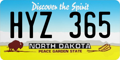 ND license plate HYZ365